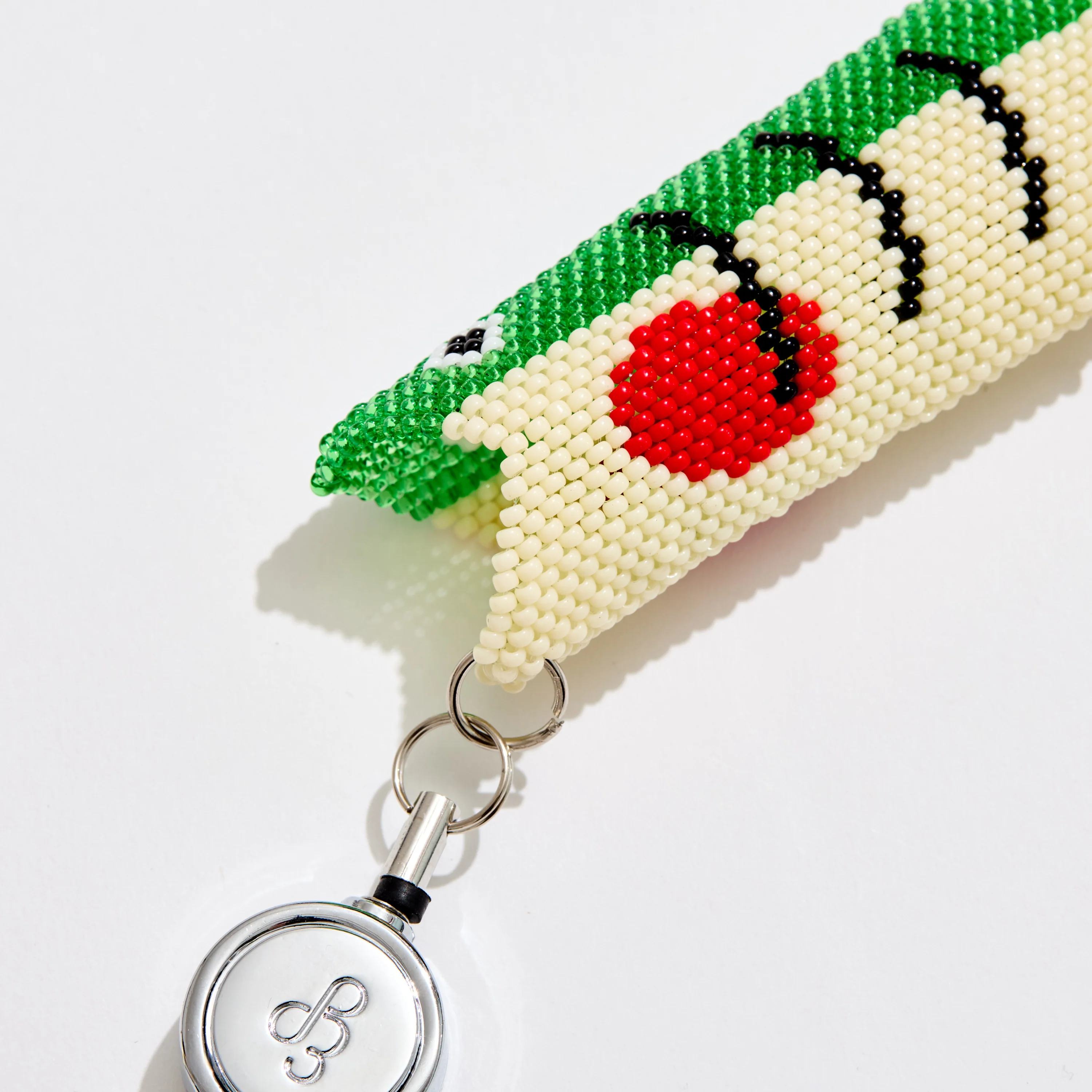 Retractable Lighter Keychain in Green Beaded Fish - Image 3