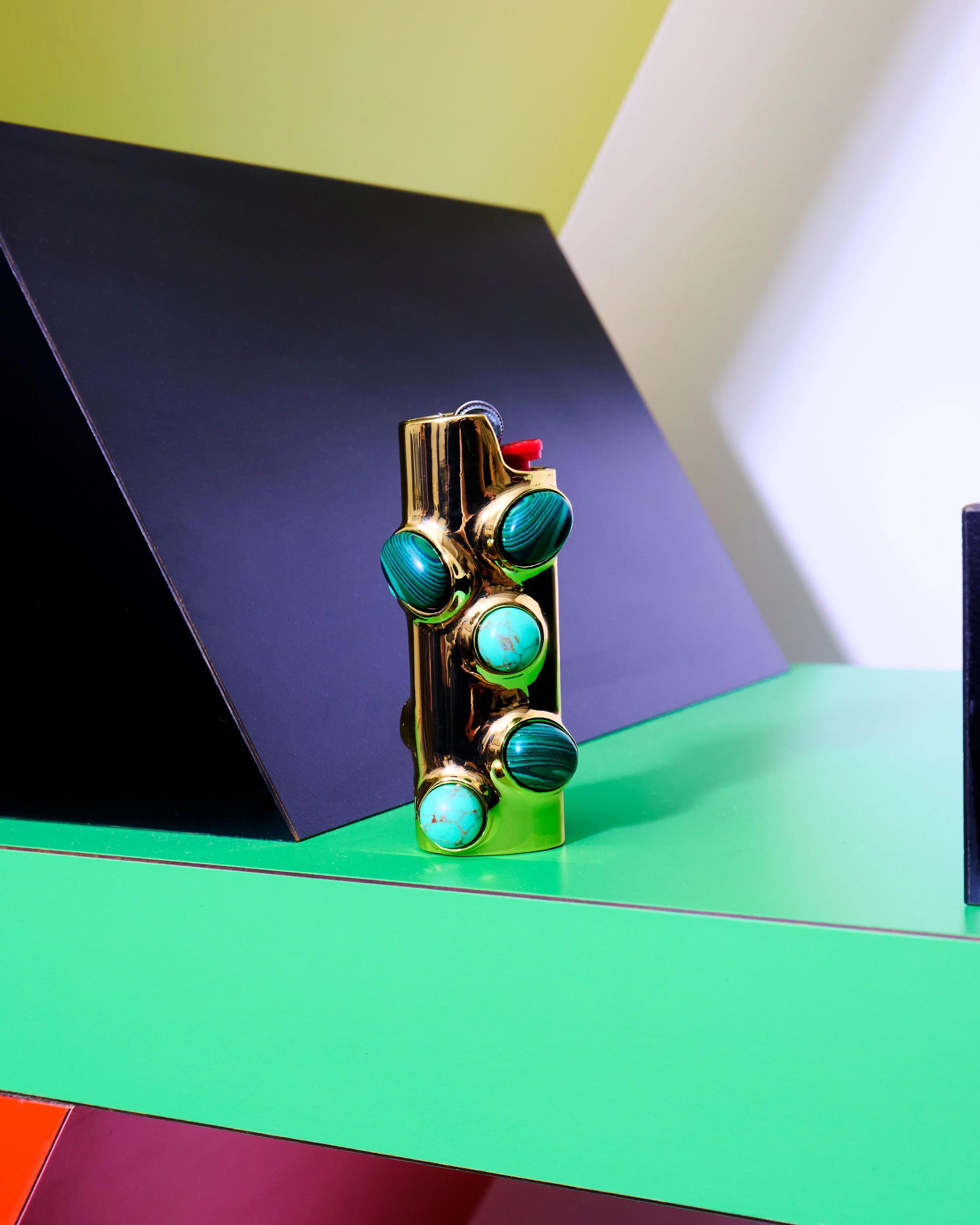 Stoned Lighter Case in Malachite - Image 4
